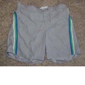 Mens Swim Trunks Joe Boxer Gray 2XL Mesh Lined Shorts Lightweight 10"